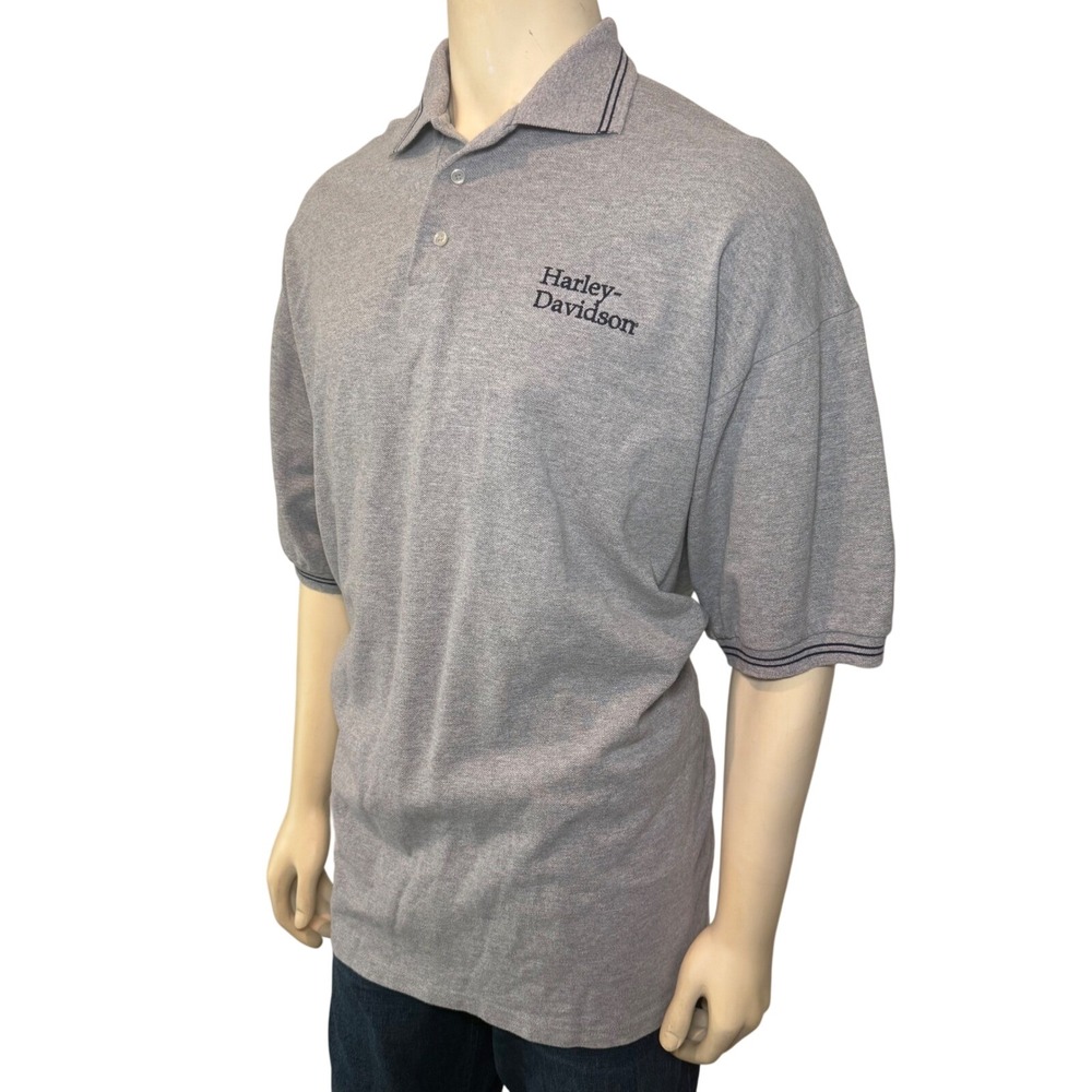 Harley Davidson Mens‎ 2X Polo Shirt Gray Short Sleeve Daytona Beach Florida Logo - Picture 3 of 9